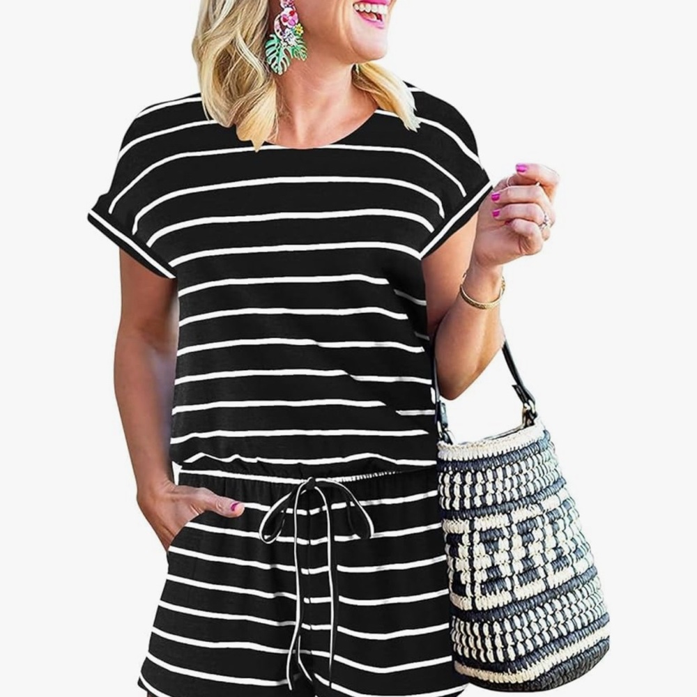 NWT Black and White Striped Jumpsuit